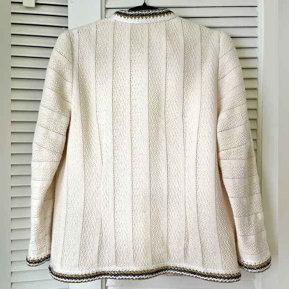 Sandro Adeline Tweed Jacket Cardigan Metallic Trim Preppy | Ecru | FR 36 US 4-6 - Picture 5 of 16